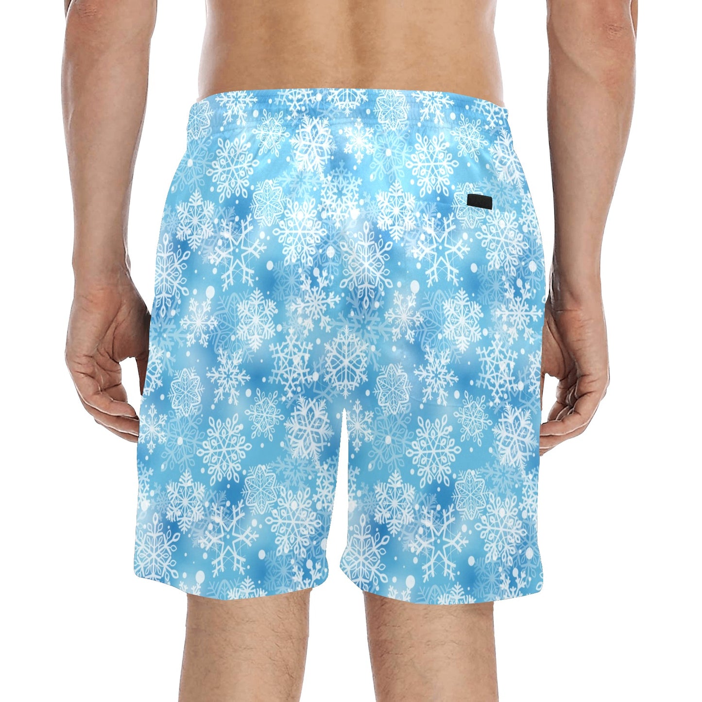 Snowflake Blue Print Design LKS301 Men's Swim Trunks Beach Shorts