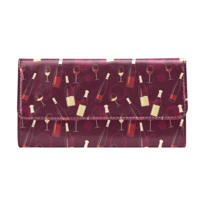 Wine Themed Pattern Print Women's Trifold Wallet