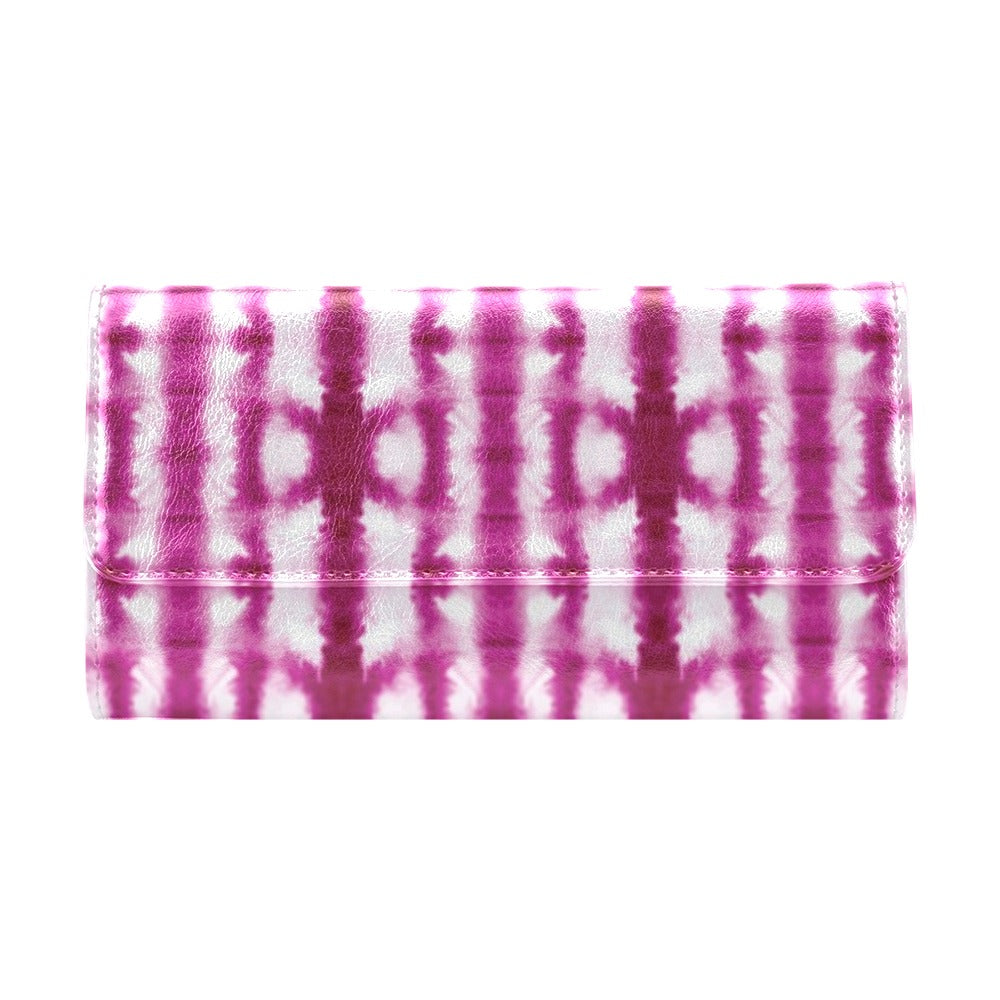 Tie Dye Dark Pink Print Design LKS303 Women's Trifold Wallet