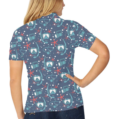 Scuba Equipment Print Design LKS302 Women's Polo Shirt