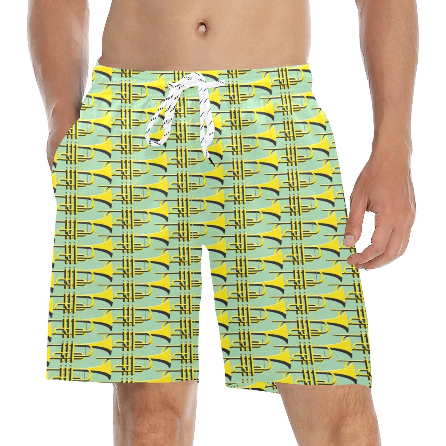 Trumpet Vintage Design Print Men's Swim Trunks Beach Shorts