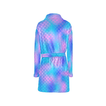 Mermaid Scales Pattern Print Design 04 Women's Fleece Robe