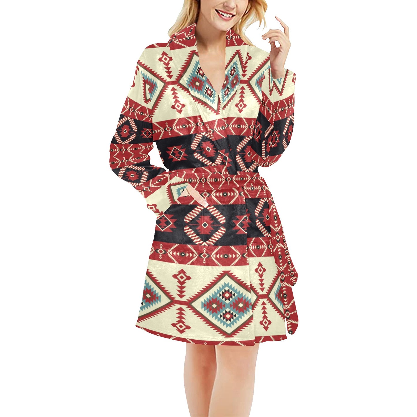 Navajo Pattern Print Design A05 Women's Fleece Robe