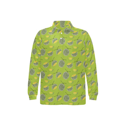 Cantaloupe Pattern Print Design 03 Long Sleeve Polo Shirt For Men's