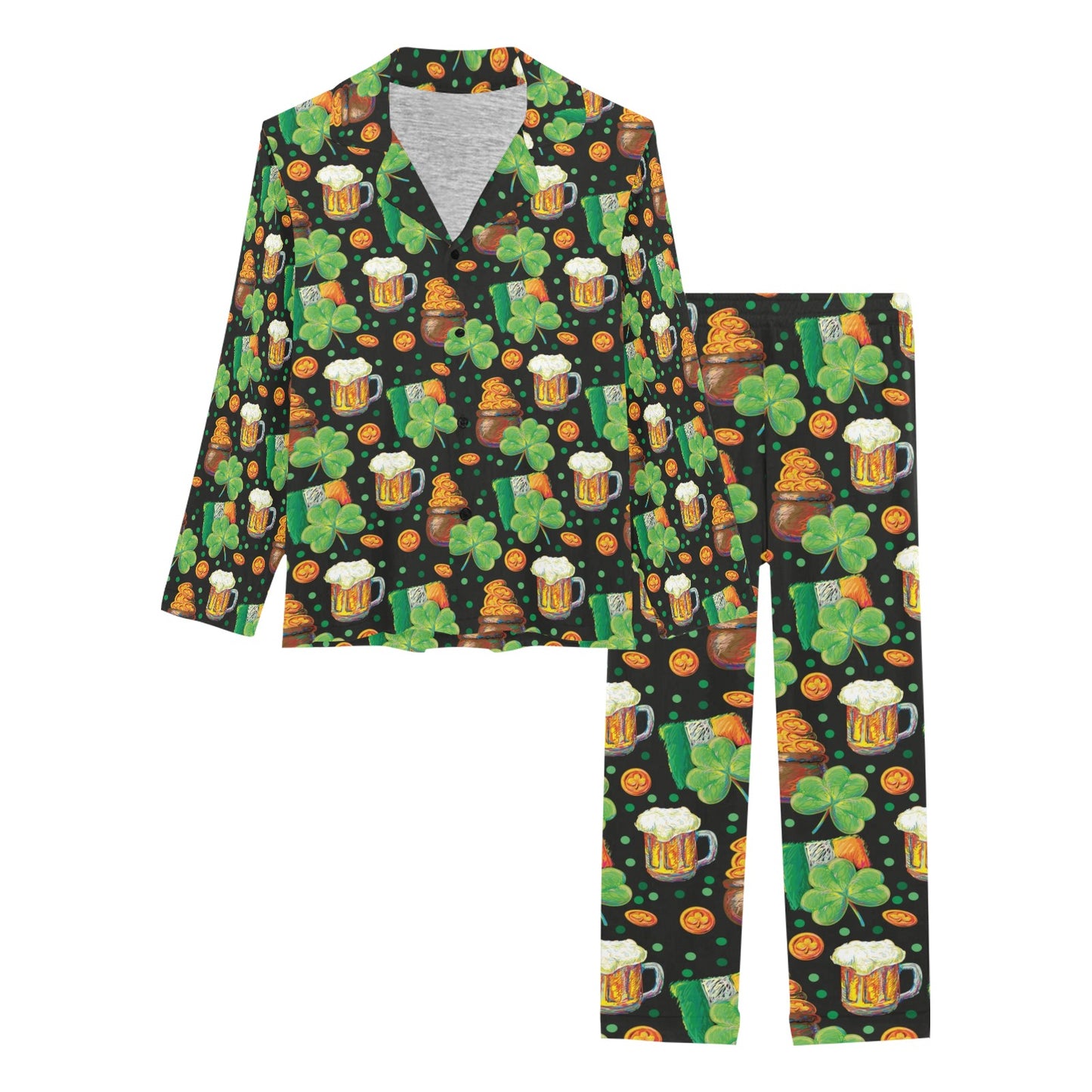 St Patricks Day Print Design LKS303 Women's Long Pajama Set
