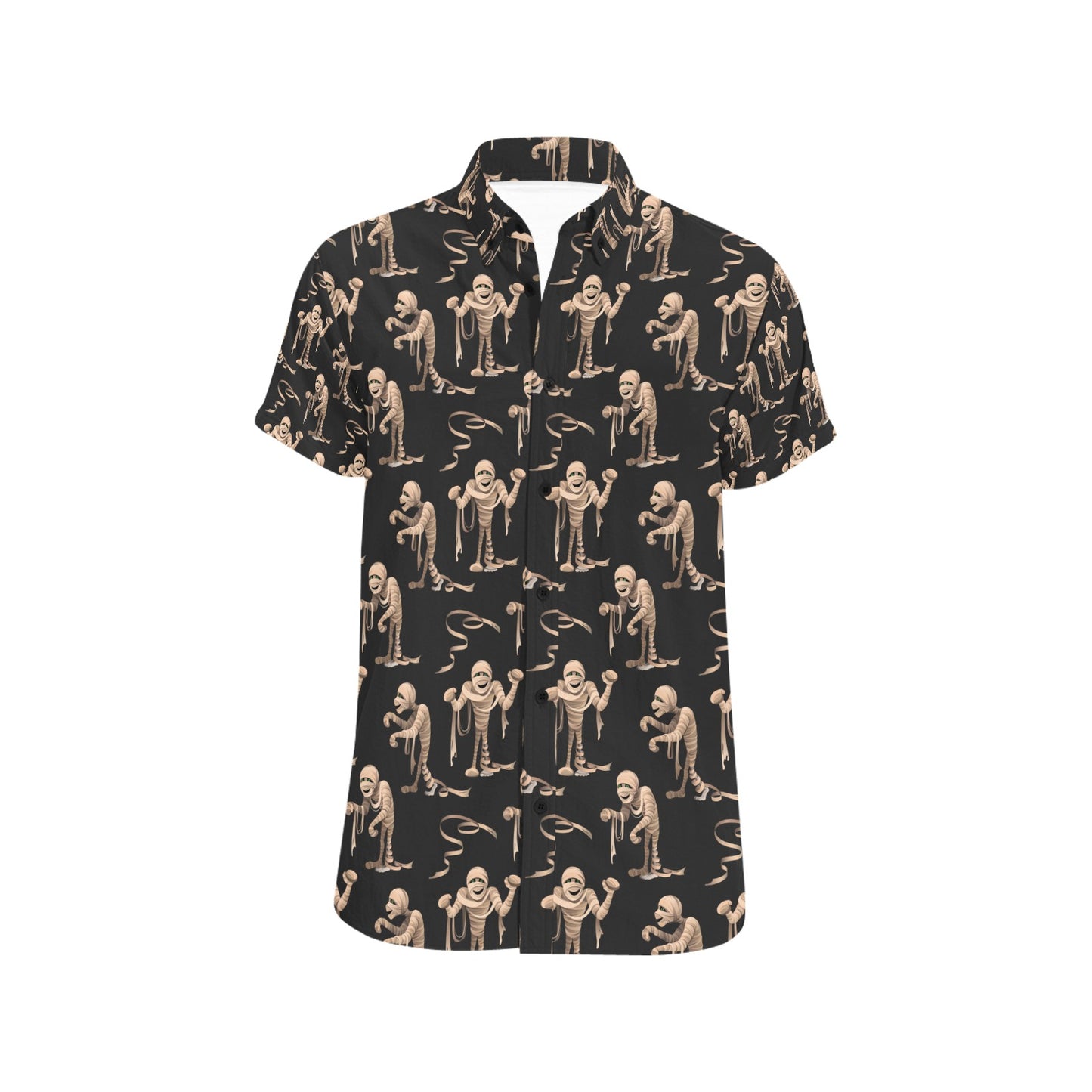Mummy Print Design LKS302 Men Short Sleeve Button Up Shirt