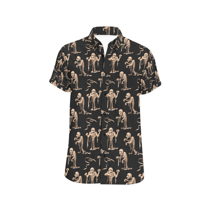 Mummy Print Design LKS302 Men Short Sleeve Button Up Shirt