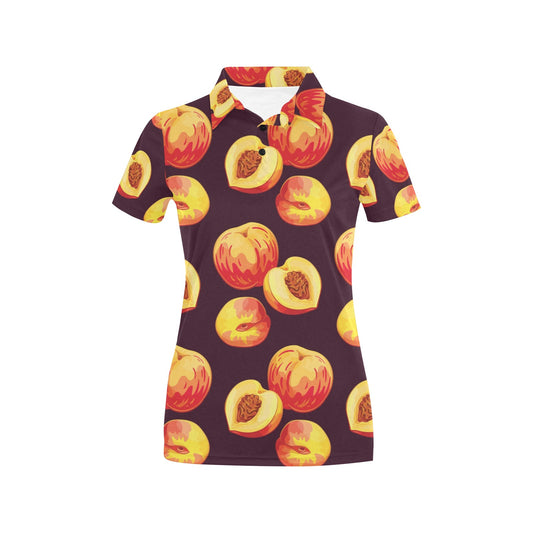 Peach Pattern Print Design A04 Women's Polo Shirt