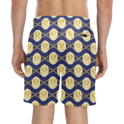 Anchor Luxury Pattern Men's Swim Trunks Beach Shorts
