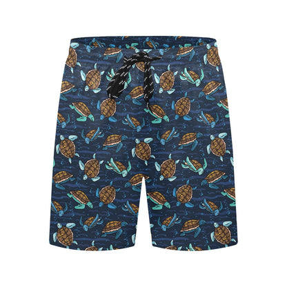 Sea Turtle Print Design LKS3011 Men's Swim Trunks Beach Shorts