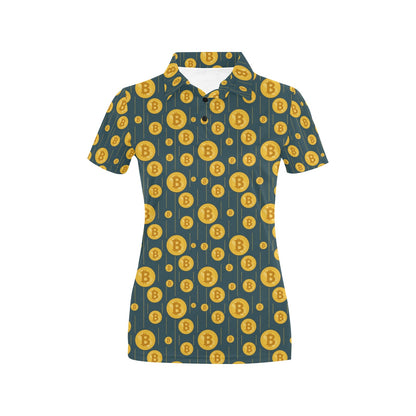 Bitcoin Pattern Print Design 01 Women's Polo Shirt