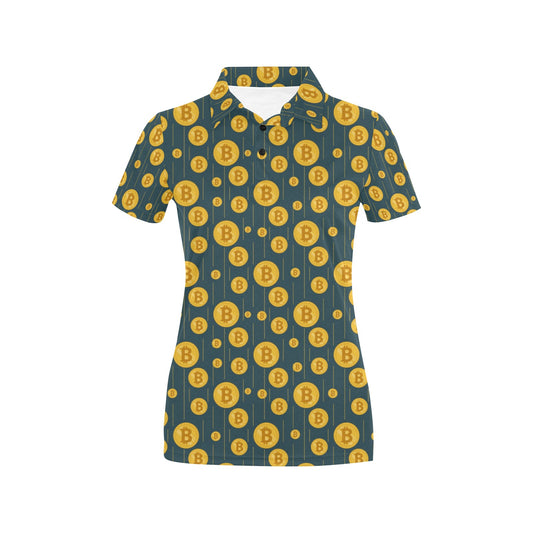 Bitcoin Pattern Print Design 01 Women's Polo Shirt