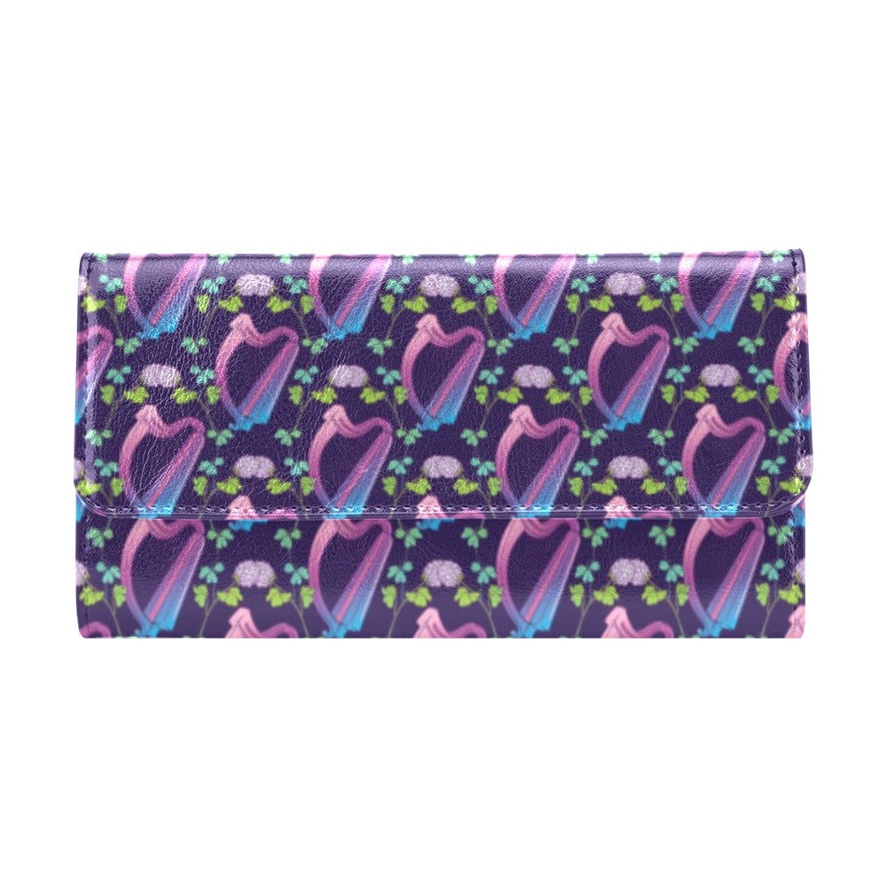 Harp Print Design LKS403 Women's Trifold Wallet