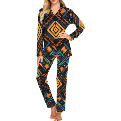 Kente Pattern Print Design 05 Women's Long Pajama Set