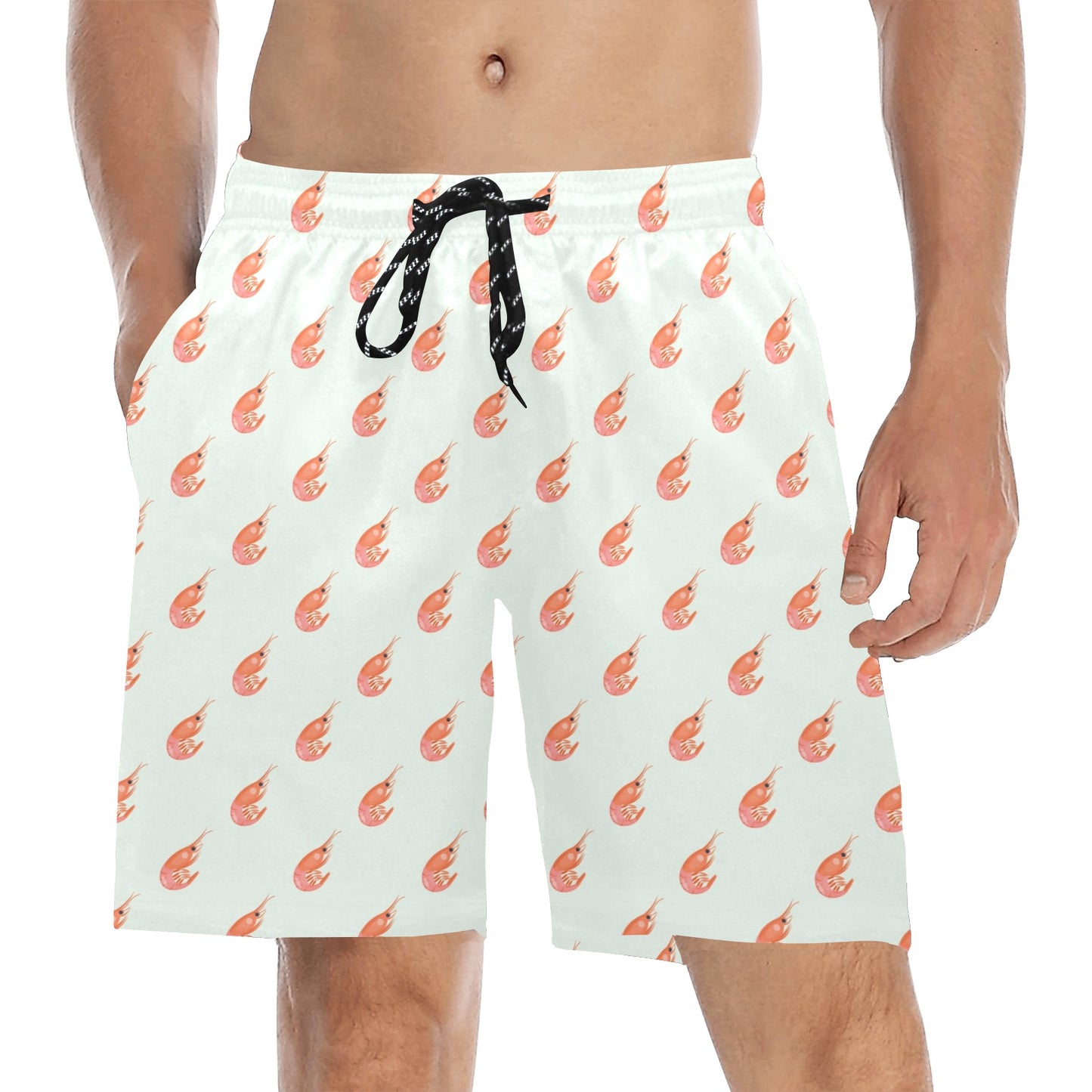 Shrimp Print Design LKS304 Men's Swim Trunks Beach Shorts