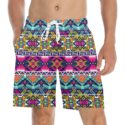 Indian Navajo Color Themed Design Print Men's Swim Trunks Beach Shorts