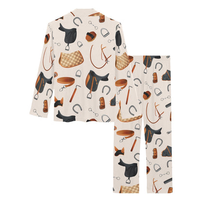 Equestrian Equipment Print Pattern Women's Long Pajama Set