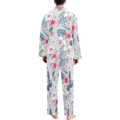 Hibiscus Print Men's Long Pajama Set