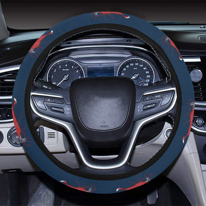 Shrimp Print Design LKS305 Steering Wheel Cover with Elastic Edge