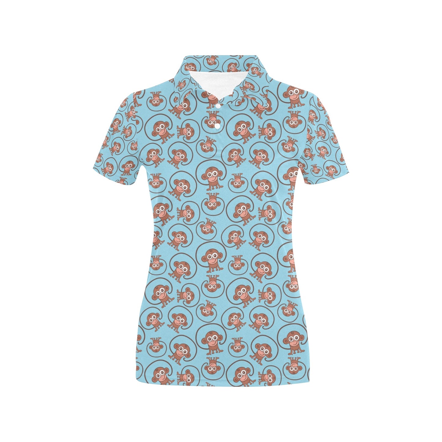 Monkey Cute Design Themed Print Women's Polo Shirt