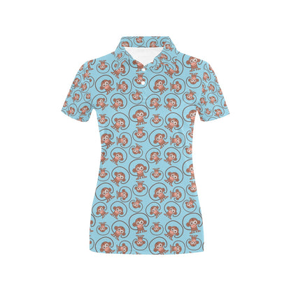 Monkey Cute Design Themed Print Women's Polo Shirt