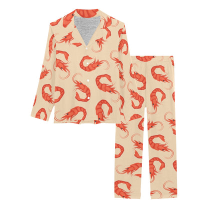 Prawn Pattern Print Design 02 Women's Long Pajama Set