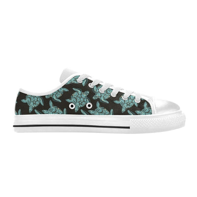 Sea Turtle Print Design LKS302 Women's White Low Top Shoes