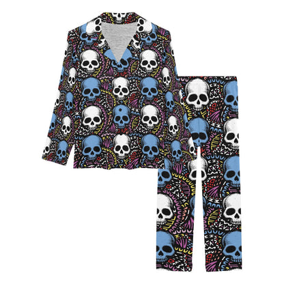 Skull Print Design LKS305 Women's Long Pajama Set