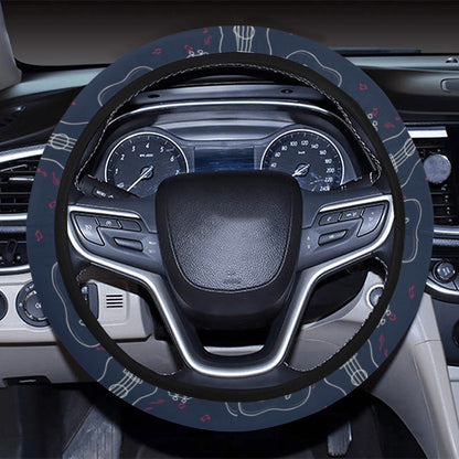 Ukulele Print Design LKS401 Steering Wheel Cover with Elastic Edge