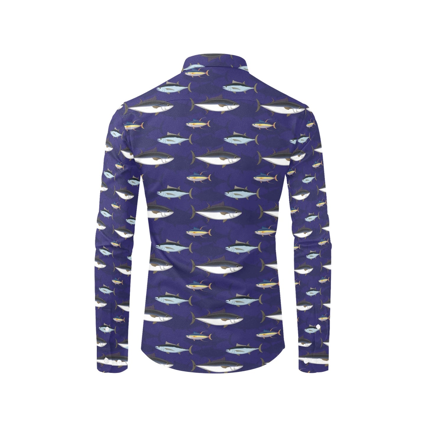 Tuna Fish Print Design LKS304 Men's Long Sleeve Dress Shirt