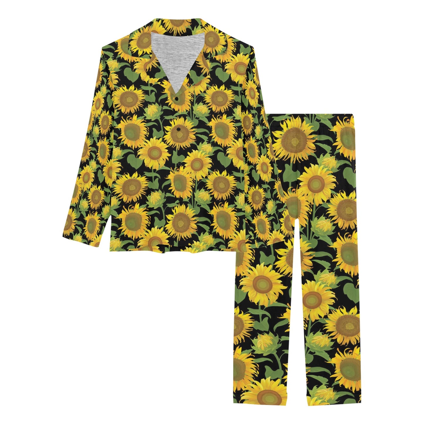 Sunflower Print Design LKS302 Women's Long Pajama Set