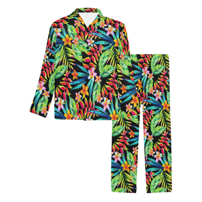 Heliconia Pattern Print Design HL09 Men's Long Pajama Set