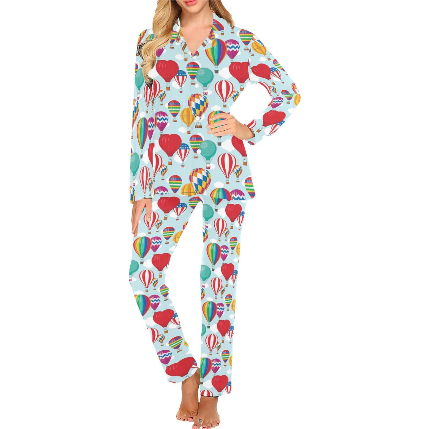 Ballon Pattern Print Design 07 Women's Long Pajama Set