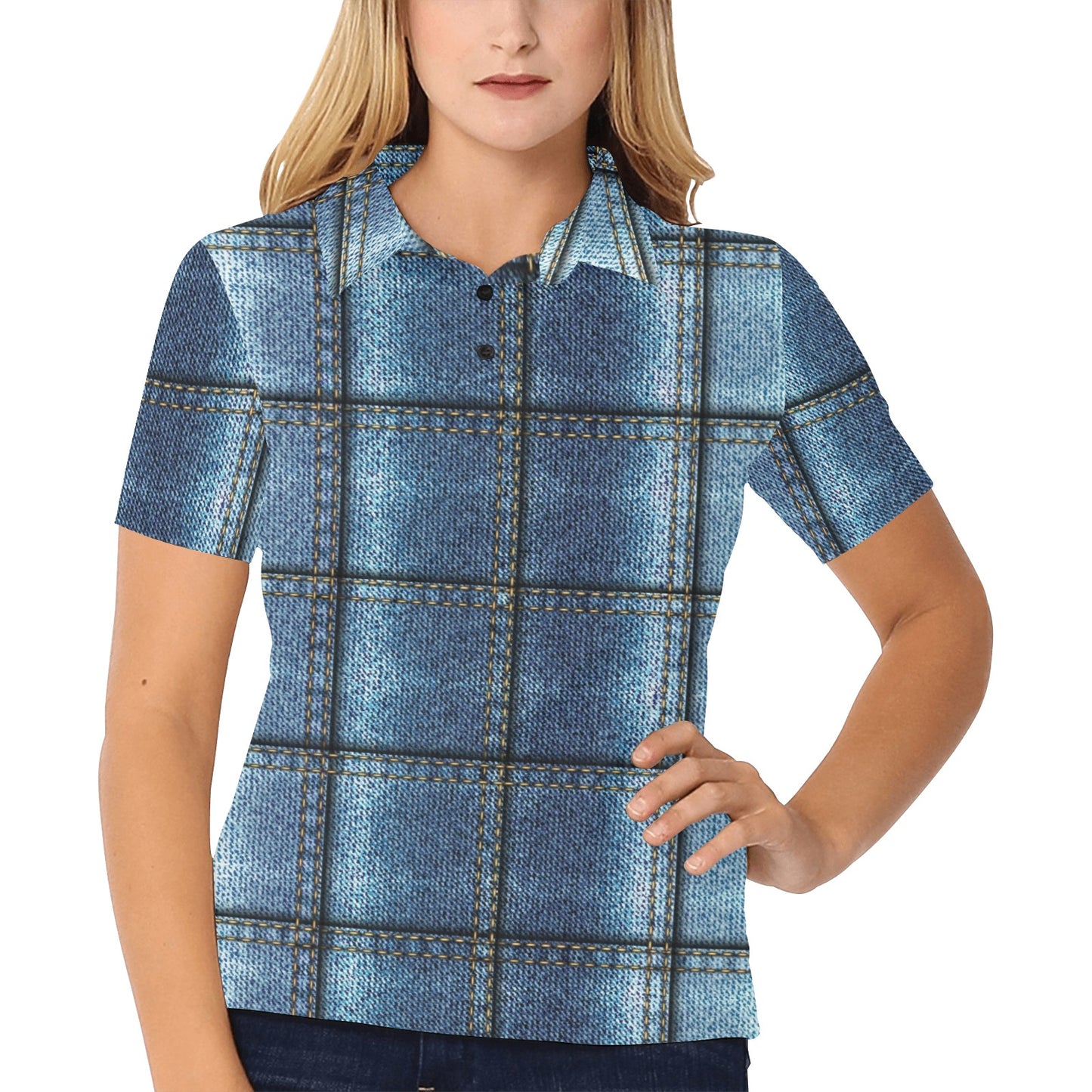 Jean Paisley Pattern Print Design 01 Women's Polo Shirt