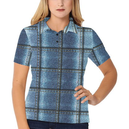 Jean Paisley Pattern Print Design 01 Women's Polo Shirt