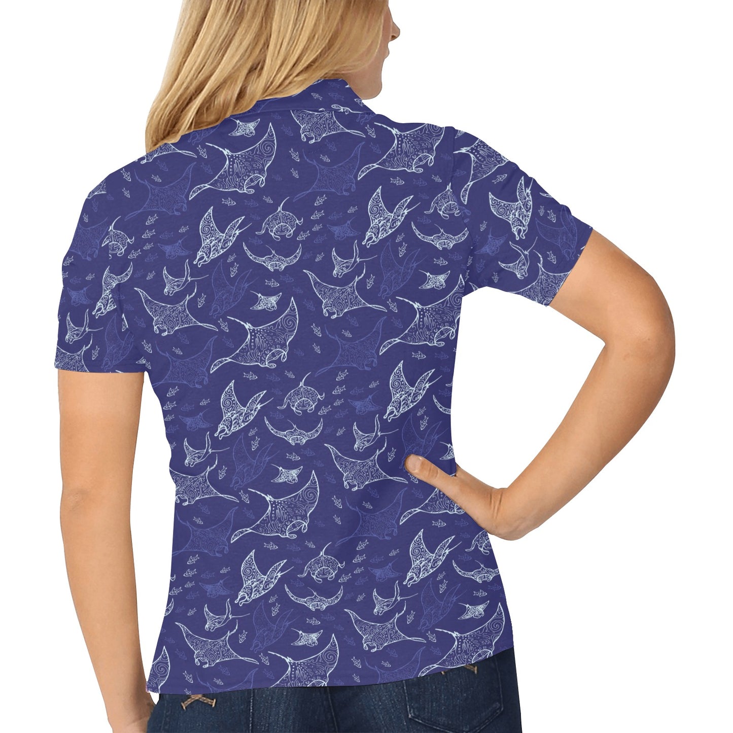 Manta Ray Print Design LKS401 Women's Polo Shirt