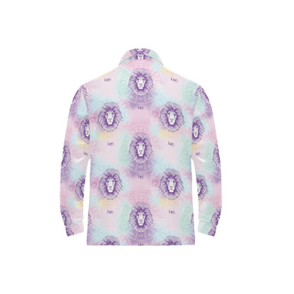 Leo Pattern Print Design 03 Long Sleeve Polo Shirt For Men's