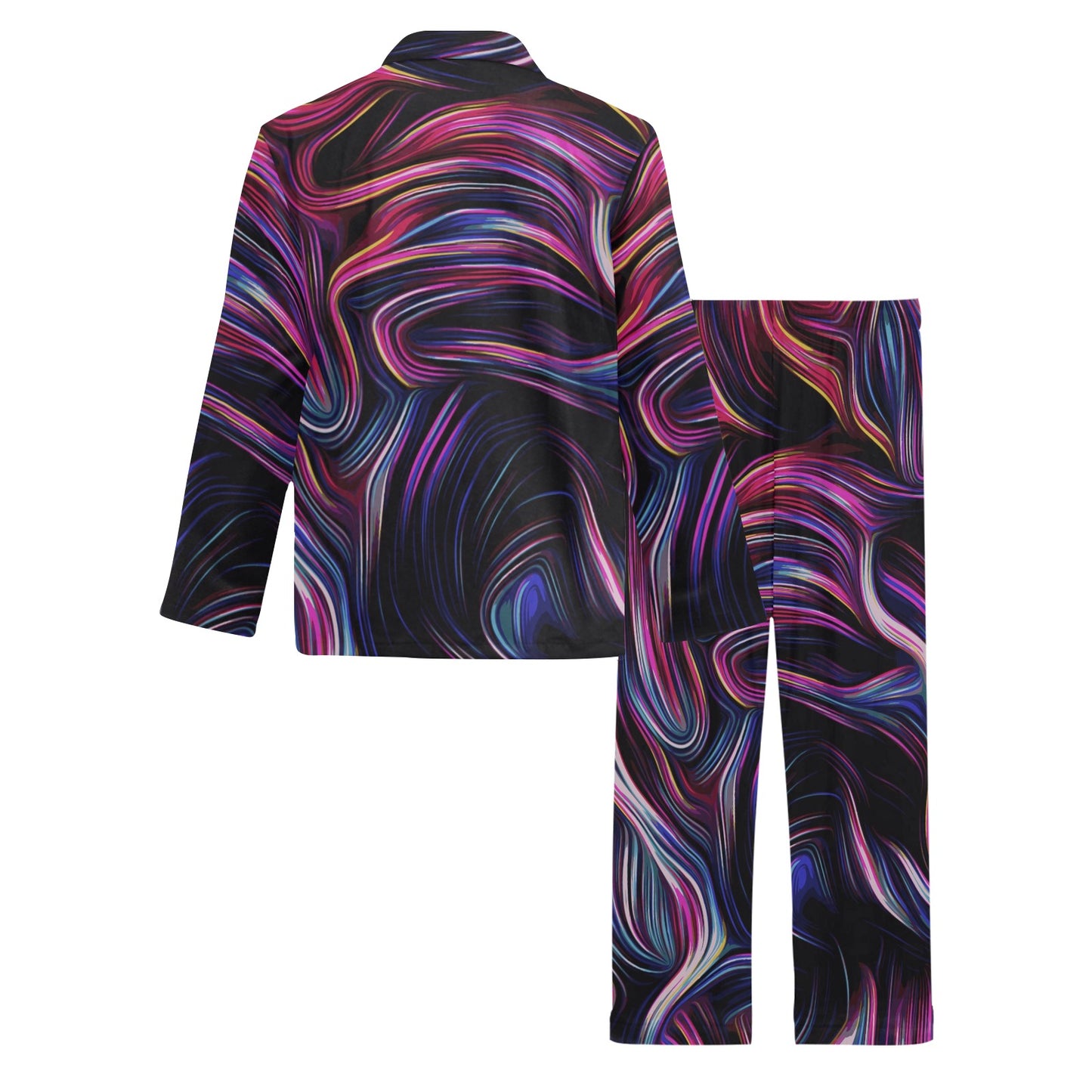 Liquid Pattern Print Design 01 Men's Long Pajama Set