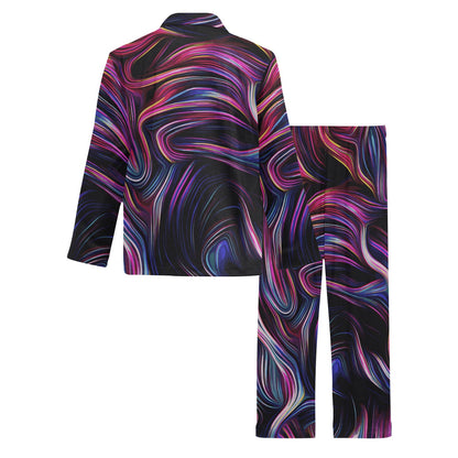 Liquid Pattern Print Design 01 Men's Long Pajama Set