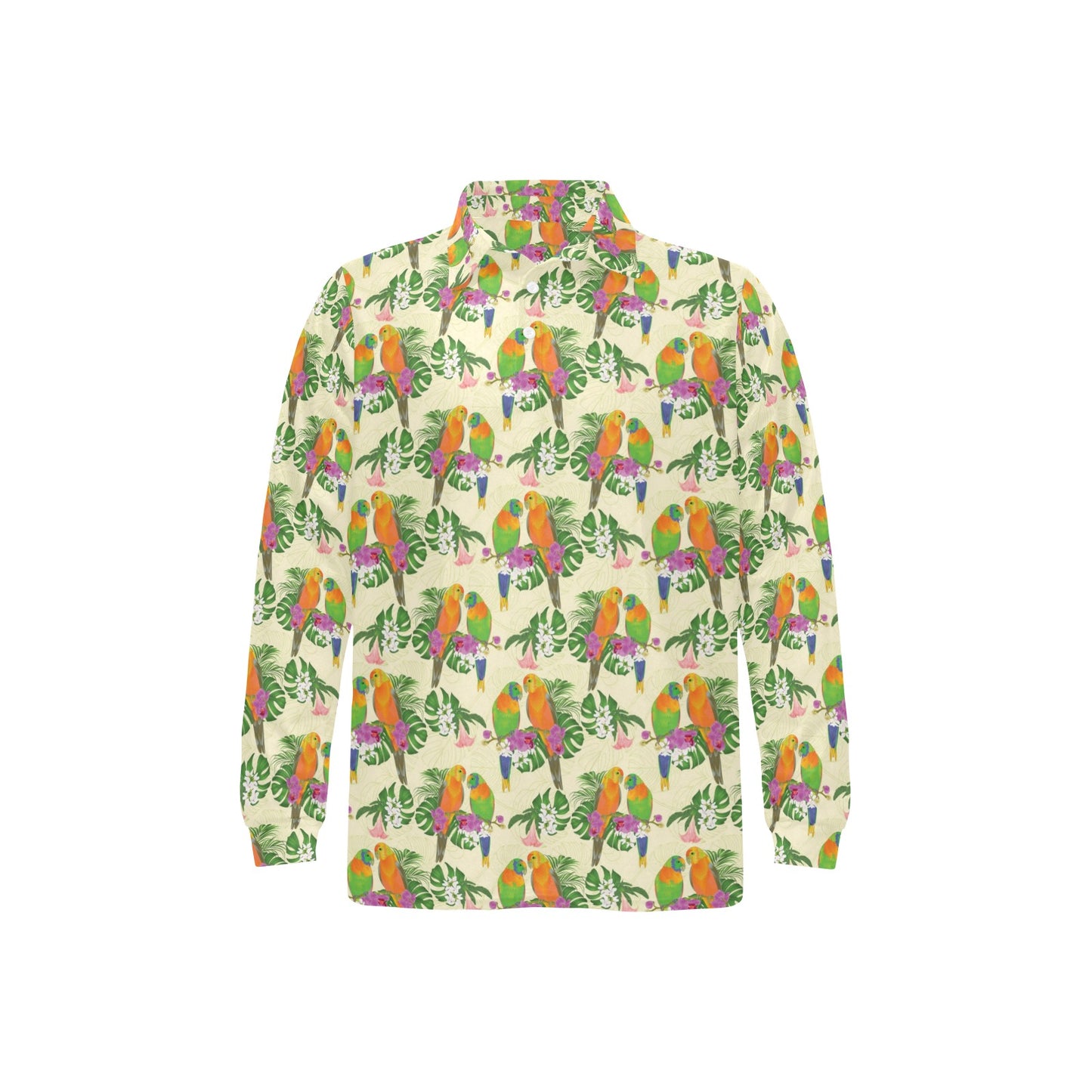 Conures Pattern Print Design 02 Long Sleeve Polo Shirt For Men's