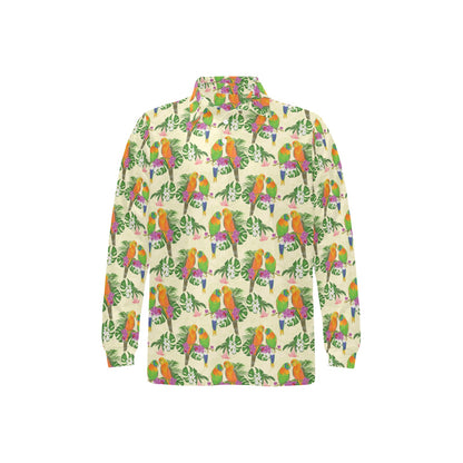 Conures Pattern Print Design 02 Long Sleeve Polo Shirt For Men's