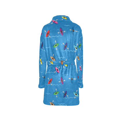 Kayak Pattern Print Design 03 Women's Fleece Robe