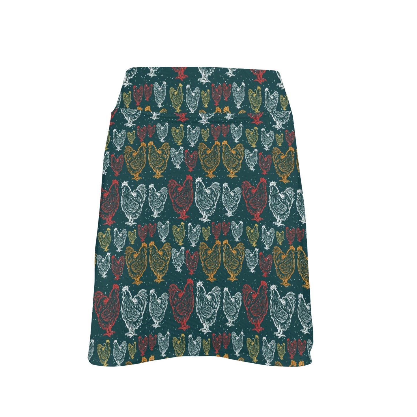 Rooster Hand Draw Design 17" Golf & Pickleball Skort with Pockets