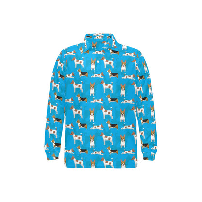 Cardigan Welsh Corgis Pattern Print Design 01 Long Sleeve Polo Shirt For Men's