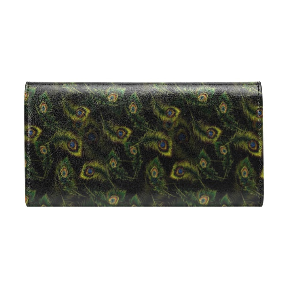 Peacock Feather Pattern Design Print Women's Trifold Wallet
