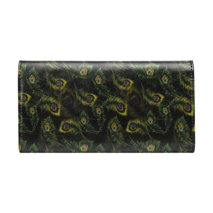 Peacock Feather Pattern Design Print Women's Trifold Wallet