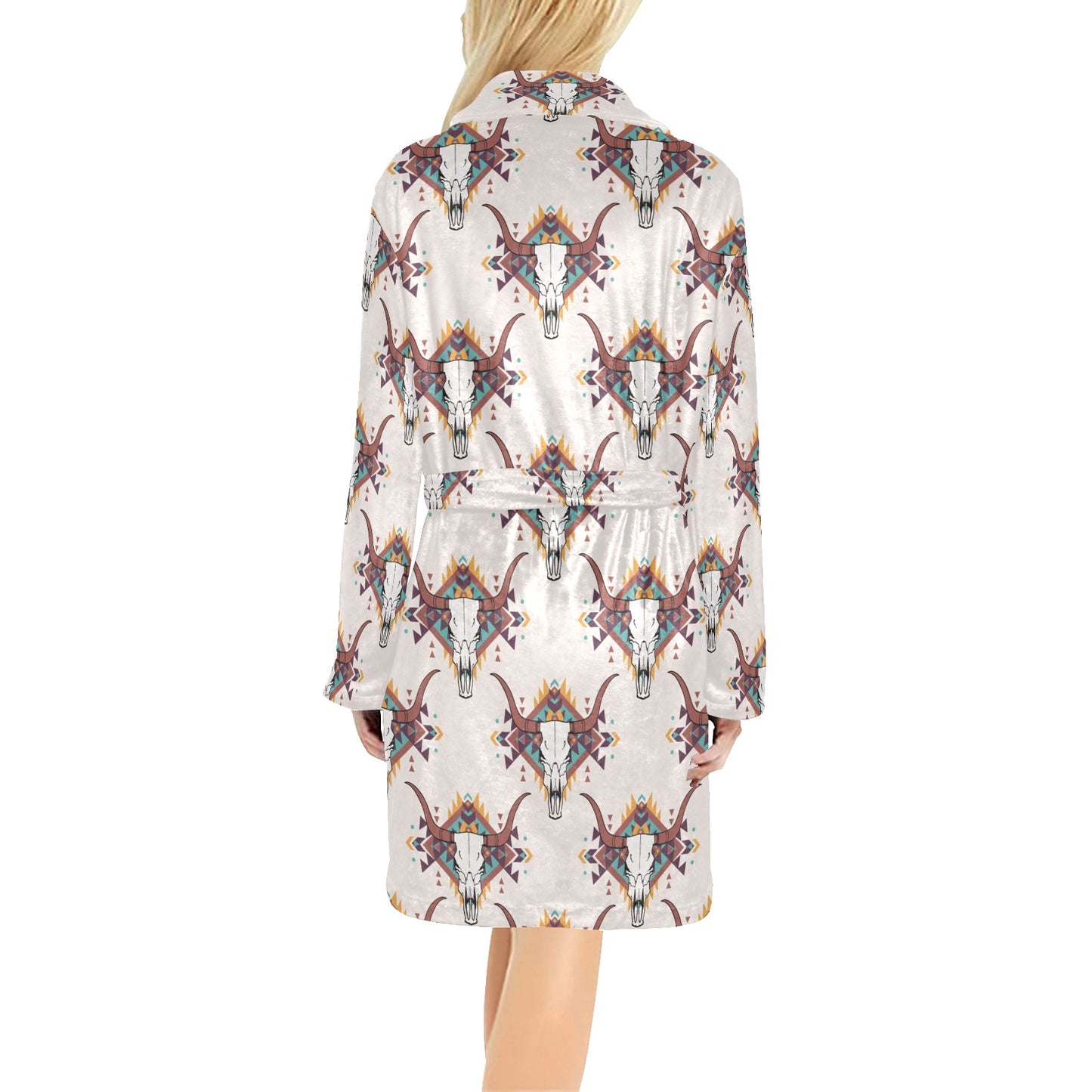 Buffalo Head Pattern Print Design 02 Women's Fleece Robe