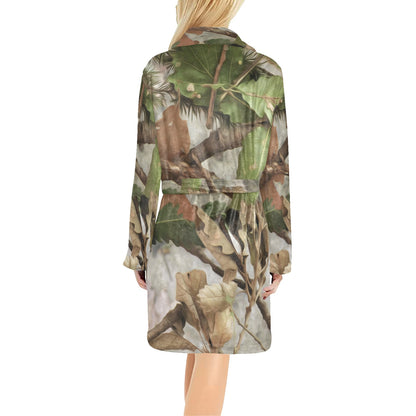 Camo Realistic Tree Forest Print Women's Fleece Robe