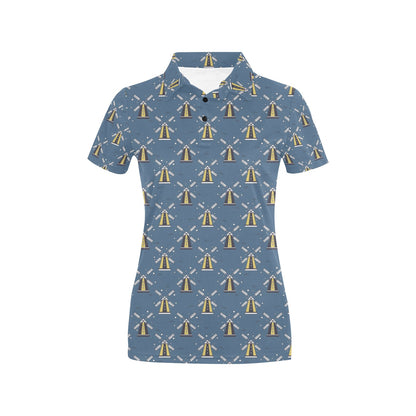 Windmill Pattern Print Design 03 Women's Polo Shirt