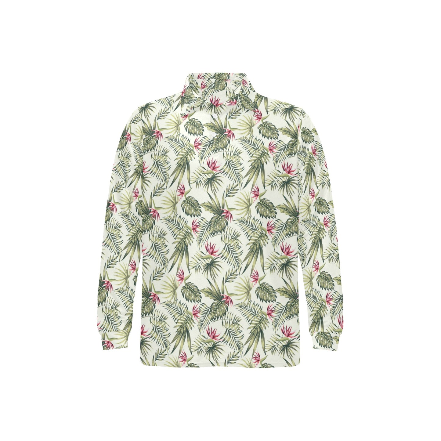Bird Of Paradise Pattern Print Design 04 Long Sleeve Polo Shirt For Men's